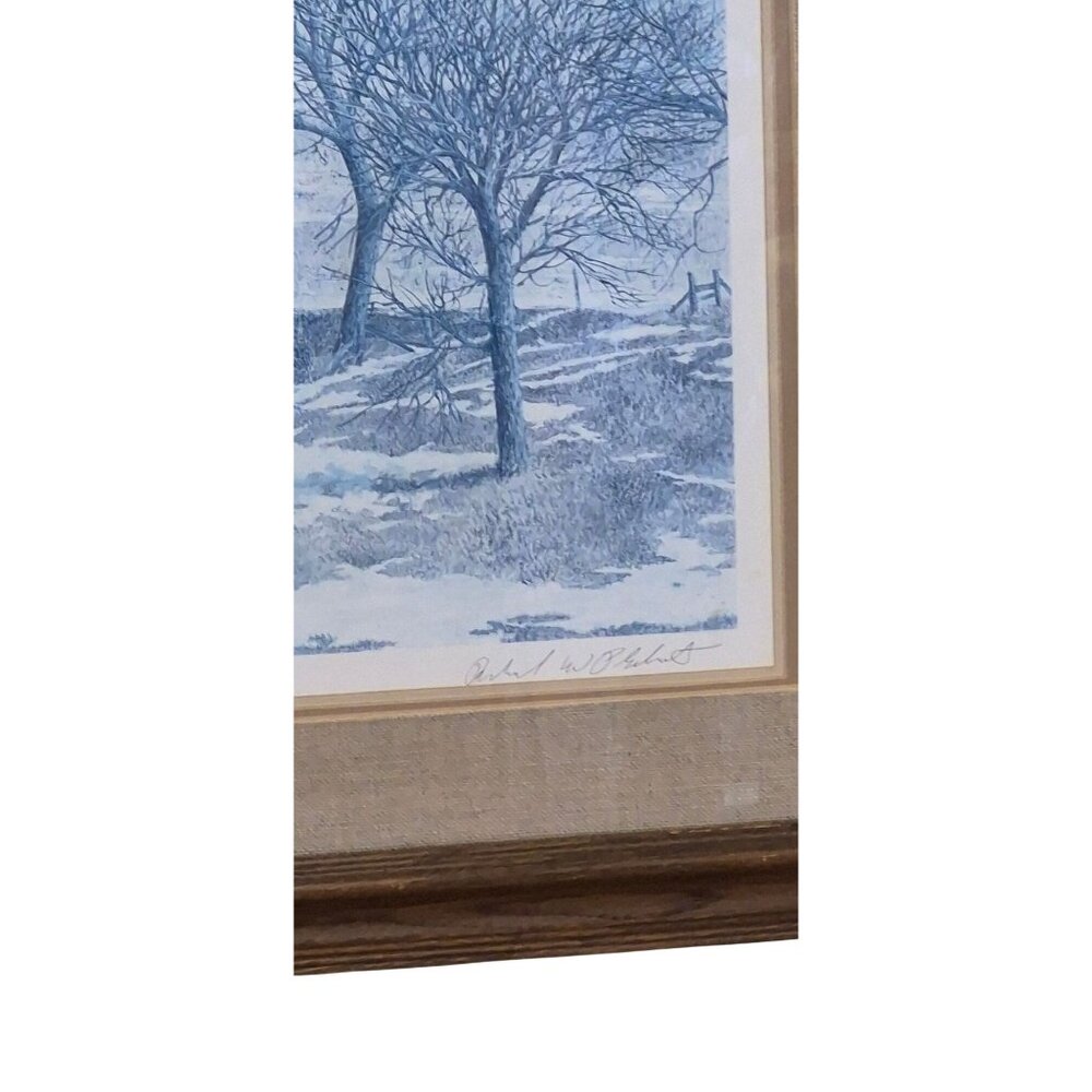 Vintage Winter Barn Print by Richard W Plasschaert Signed Numbered - Picture 2 of 15